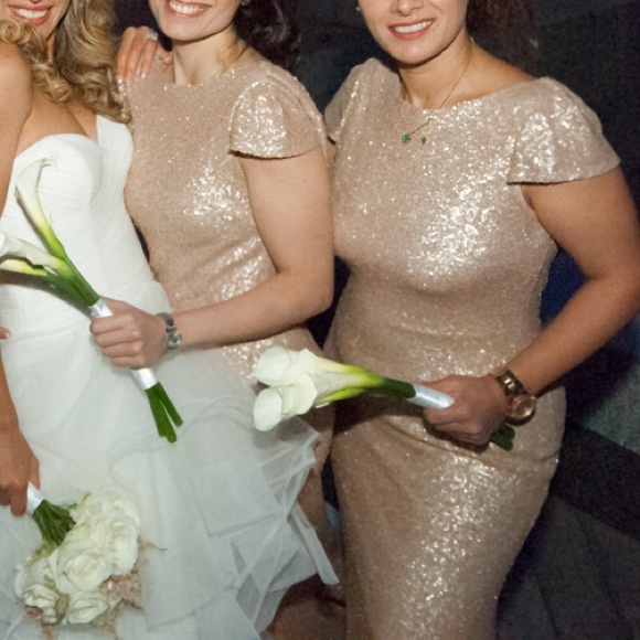 Sold- SORELLA VITA 8718 Rose Gold Sequin Dress - Picture 6 of 8